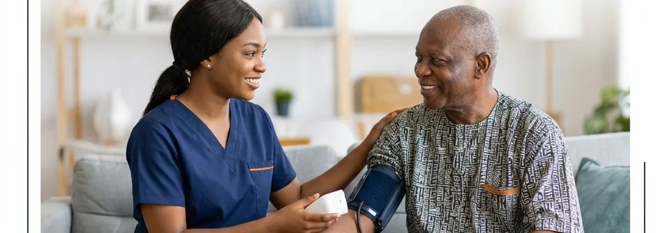 Lusso Althea Care staff providing attentive professional support during a home visit