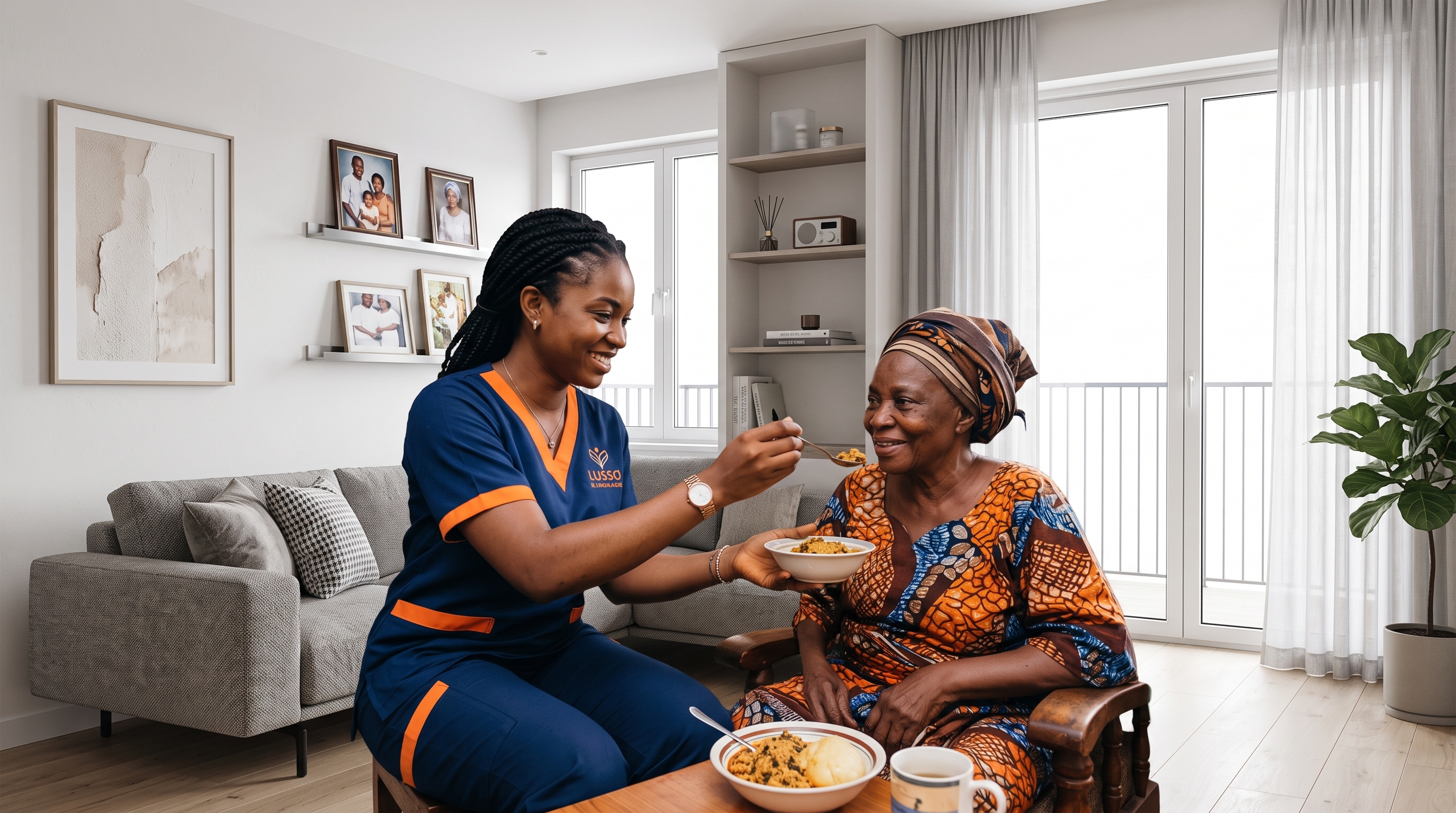 Lusso Althea Care staff providing attentive professional support during a home visit